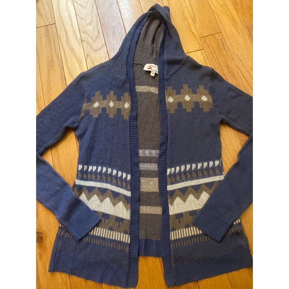Srod Butterflies, Anthropologie Women's Aztec Hooded Open-Front Cardigan Medium